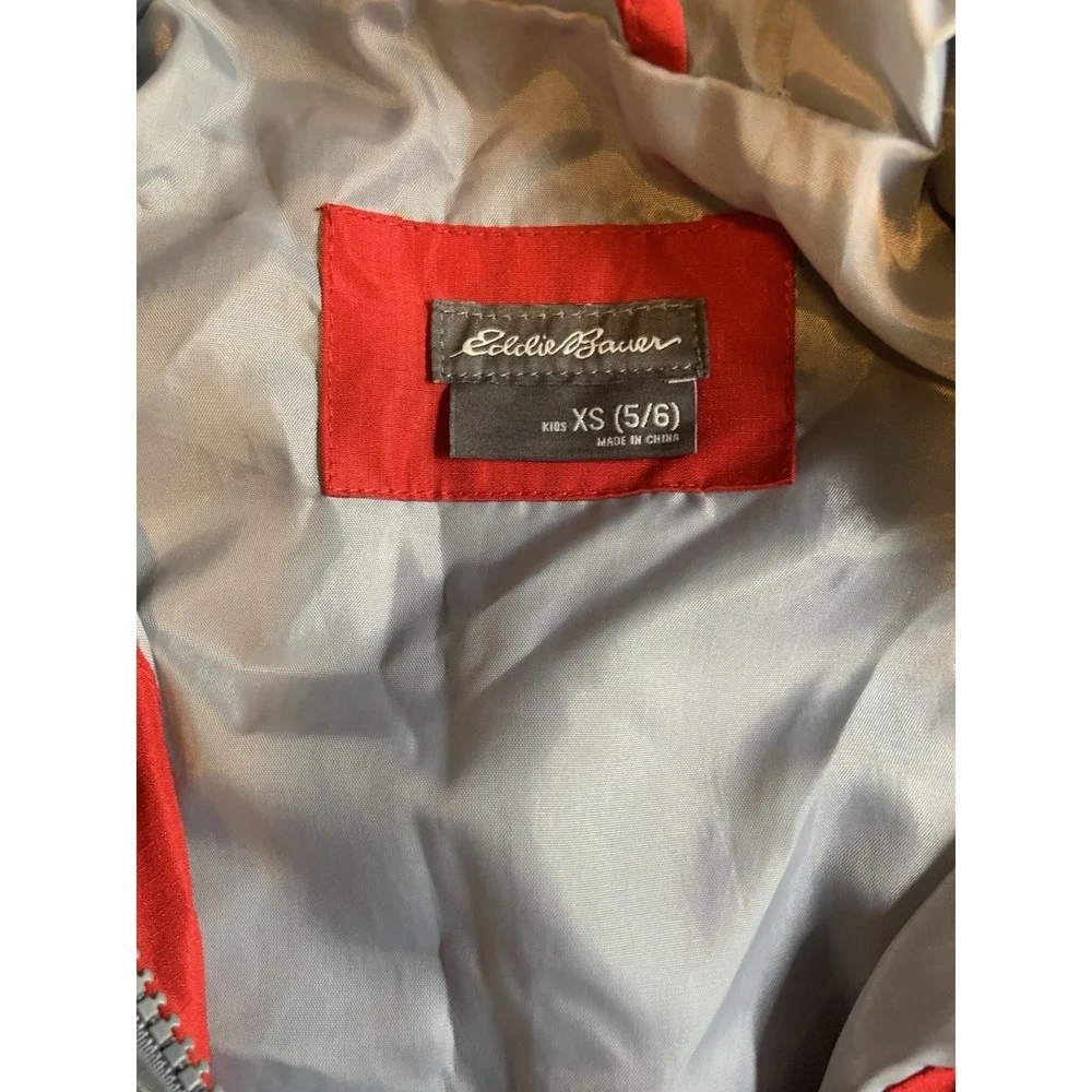 Eddie Bauer ~Big Kids~Boys~ Nylon Red & Gray Hooded Windbreaker Sz XS 5/6‎